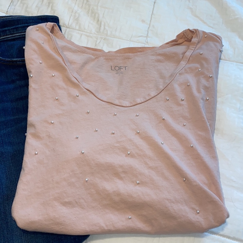 Blush pink top with pearls